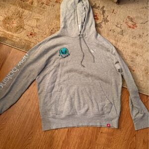 New Balance Light Gray Hoodie with Teal Logo